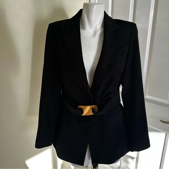 Donna Karan Black Blazer with Gold Accent - Picture 5 of 9